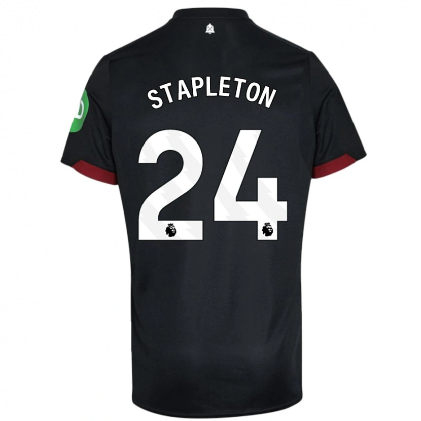 Danxen Donna Maglia Jessie Stapleton #24 Nero Bianco Kit Gara Away 2024/25 Maglietta