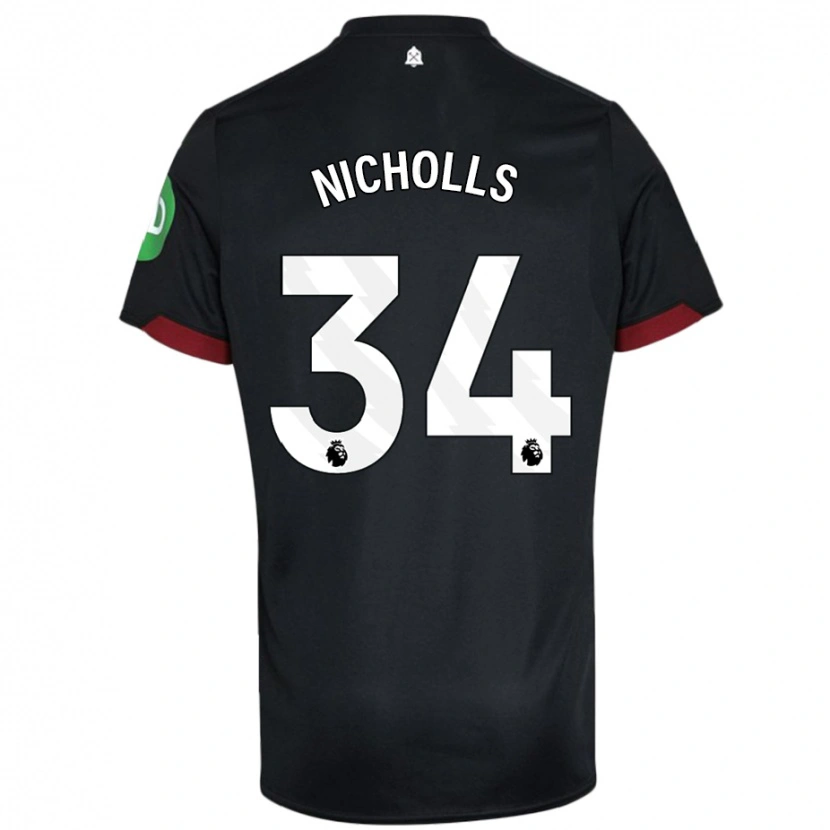 Danxen Donna Maglia Macey Nicholls #34 Nero Bianco Kit Gara Away 2024/25 Maglietta