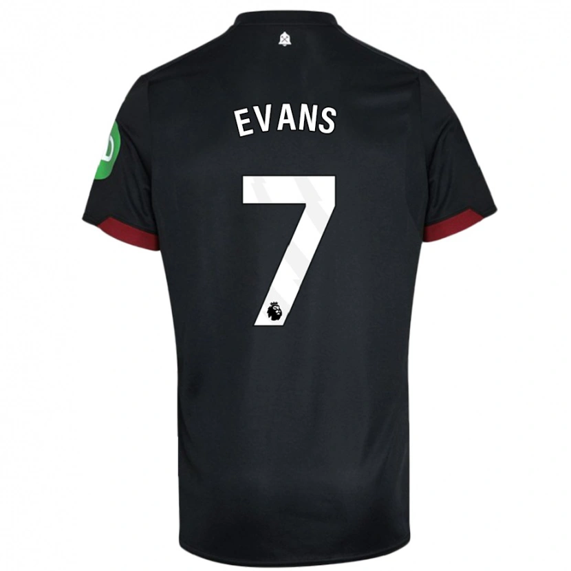 Danxen Donna Maglia Lisa Evans #7 Nero Bianco Kit Gara Away 2024/25 Maglietta