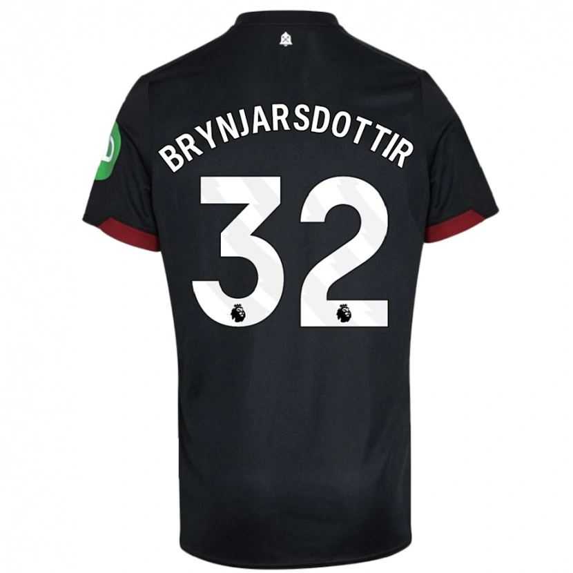 Danxen Donna Maglia Dagny Brynjarsdottir #32 Nero Bianco Kit Gara Away 2024/25 Maglietta