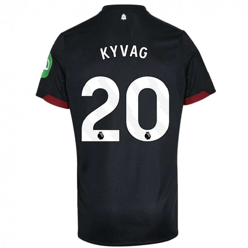 Danxen Donna Maglia Thea Kyvag #20 Nero Bianco Kit Gara Away 2024/25 Maglietta