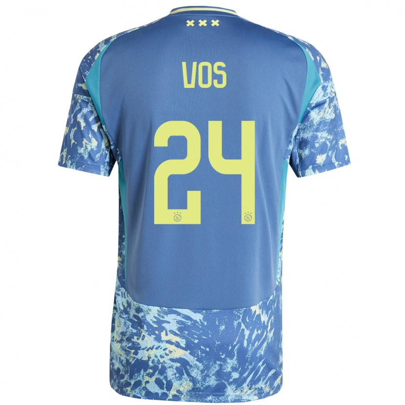 Danxen Donna Maglia Silvano Vos #24 Grigio Blu Giallo Kit Gara Away 2024/25 Maglietta
