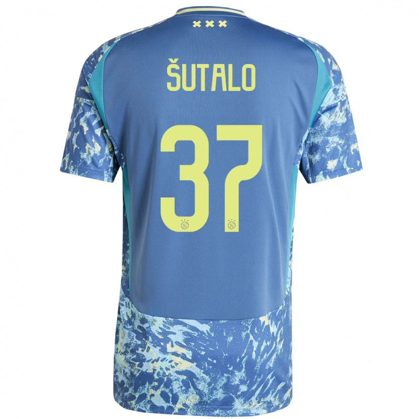 Danxen Donna Maglia Josip Sutalo #37 Grigio Blu Giallo Kit Gara Away 2024/25 Maglietta