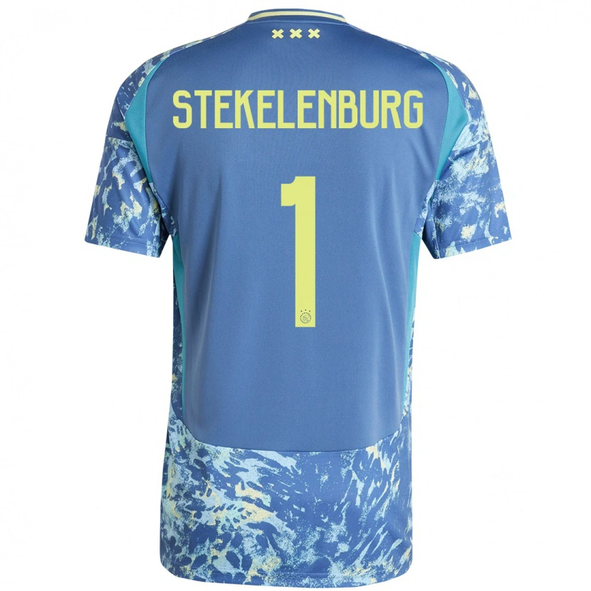 Danxen Donna Maglia Maarten Stekelenburg #1 Grigio Blu Giallo Kit Gara Away 2024/25 Maglietta