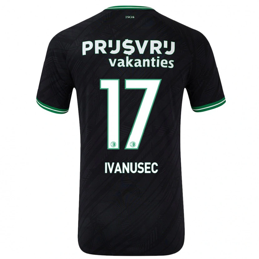 Danxen Donna Maglia Luka Ivanusec #17 Nero Verde Kit Gara Away 2024/25 Maglietta