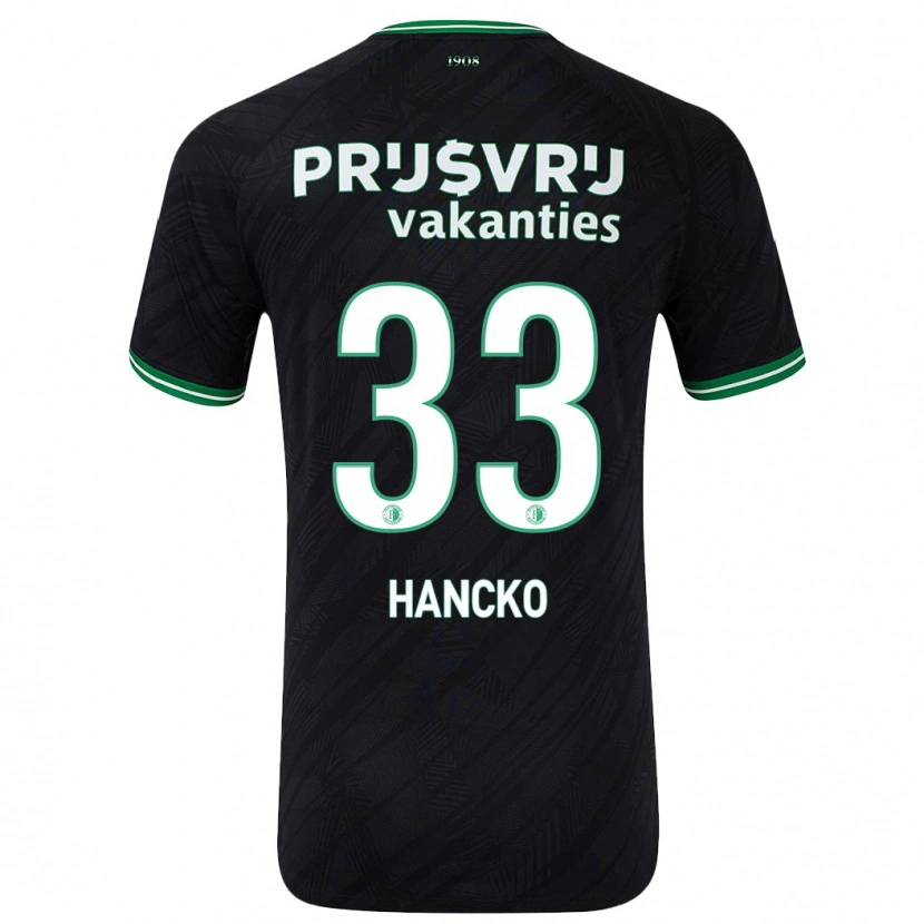 Danxen Donna Maglia Dávid Hancko #33 Nero Verde Kit Gara Away 2024/25 Maglietta