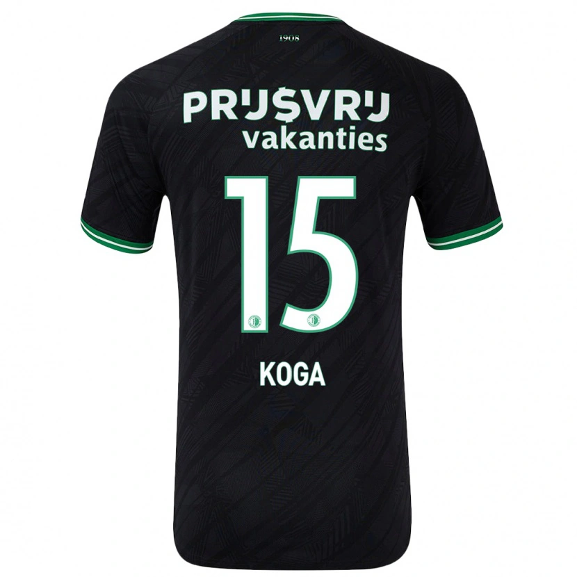 Danxen Donna Maglia Tōko Koga #15 Nero Verde Kit Gara Away 2024/25 Maglietta