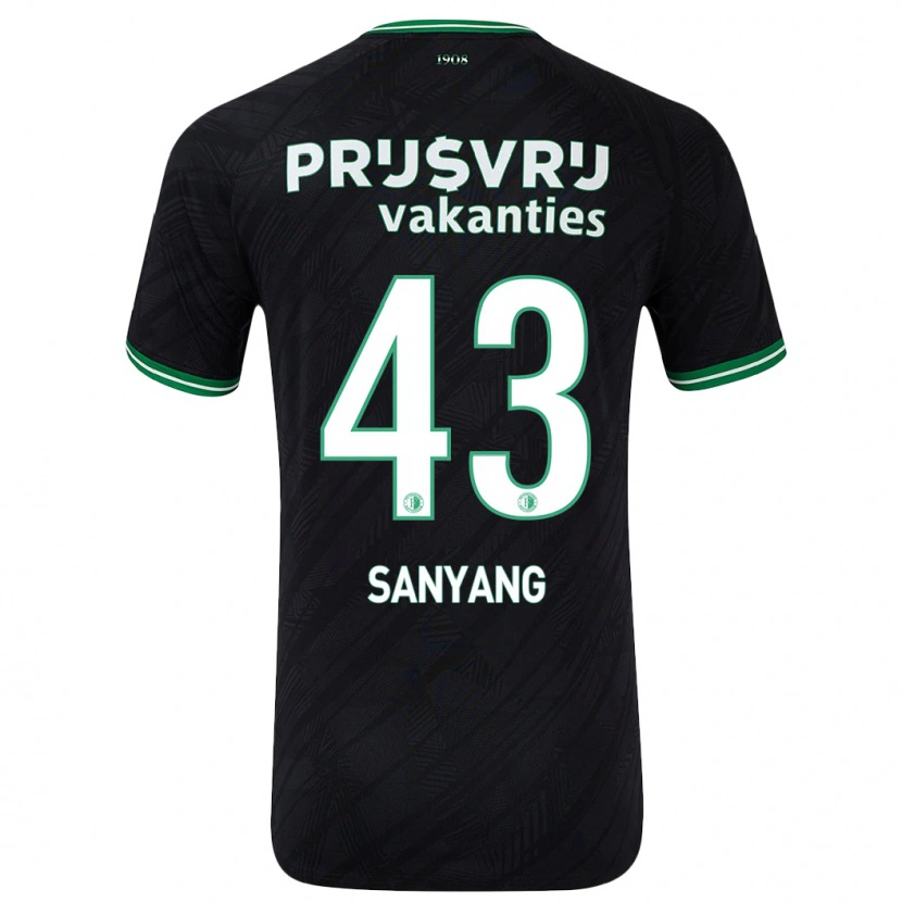 Danxen Donna Maglia Amadou-David Sanyang #43 Nero Verde Kit Gara Away 2024/25 Maglietta