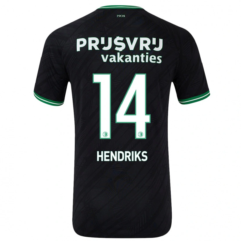 Danxen Donna Maglia Kim Hendriks #14 Nero Verde Kit Gara Away 2024/25 Maglietta