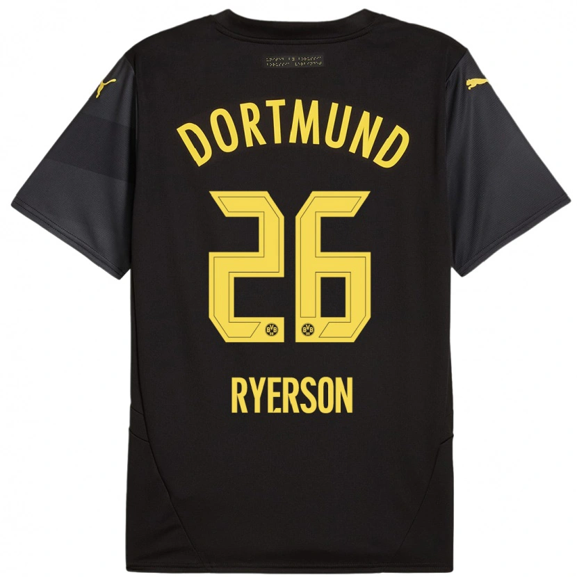 Danxen Donna Maglia Julian Ryerson #26 Nero Giallo Kit Gara Away 2024/25 Maglietta