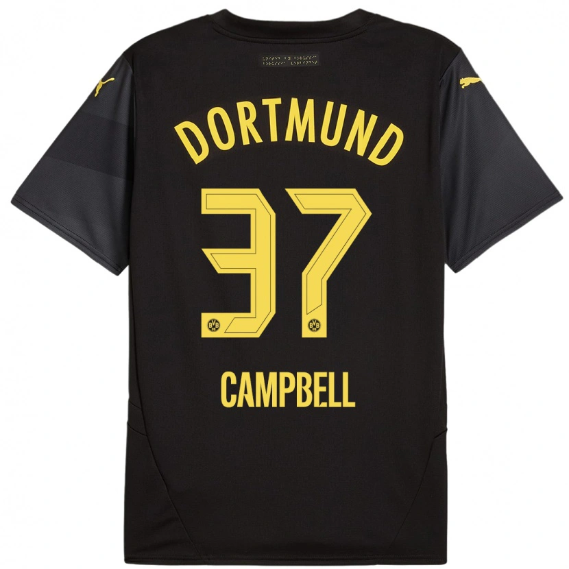 Danxen Donna Maglia Cole Campbell #37 Nero Giallo Kit Gara Away 2024/25 Maglietta