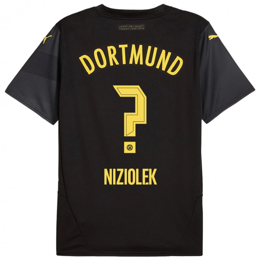 Danxen Donna Maglia Alex Niziolek #0 Nero Giallo Kit Gara Away 2024/25 Maglietta