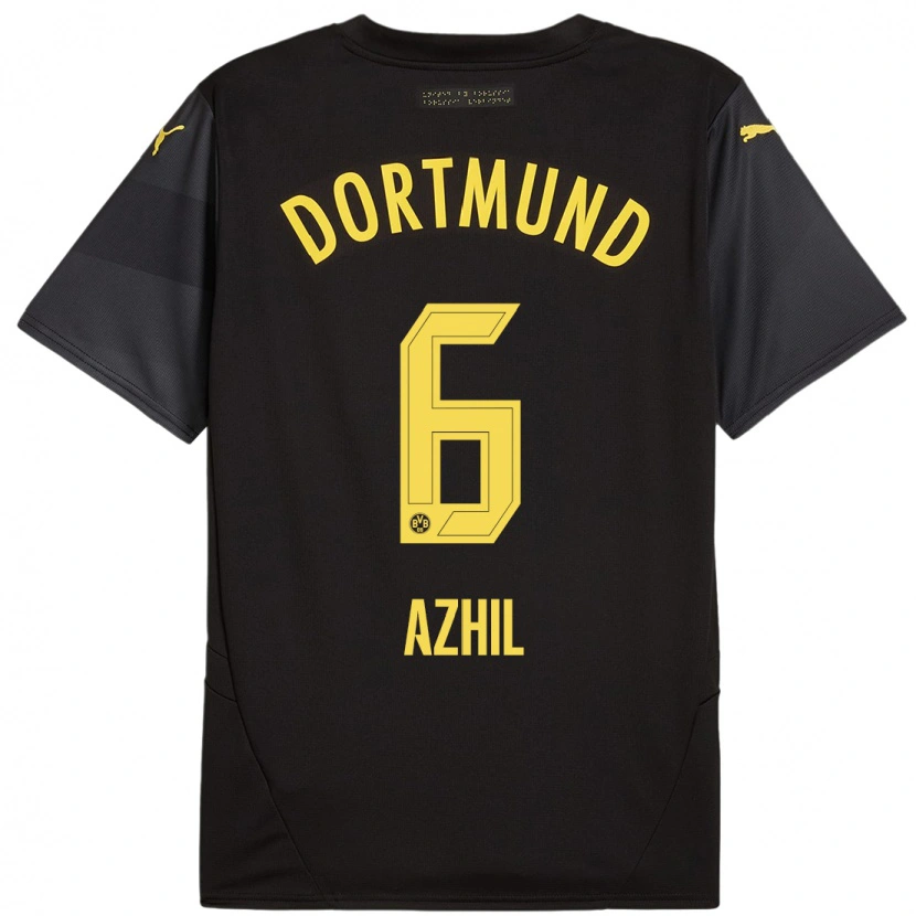 Danxen Donna Maglia Ayman Azhil #6 Nero Giallo Kit Gara Away 2024/25 Maglietta