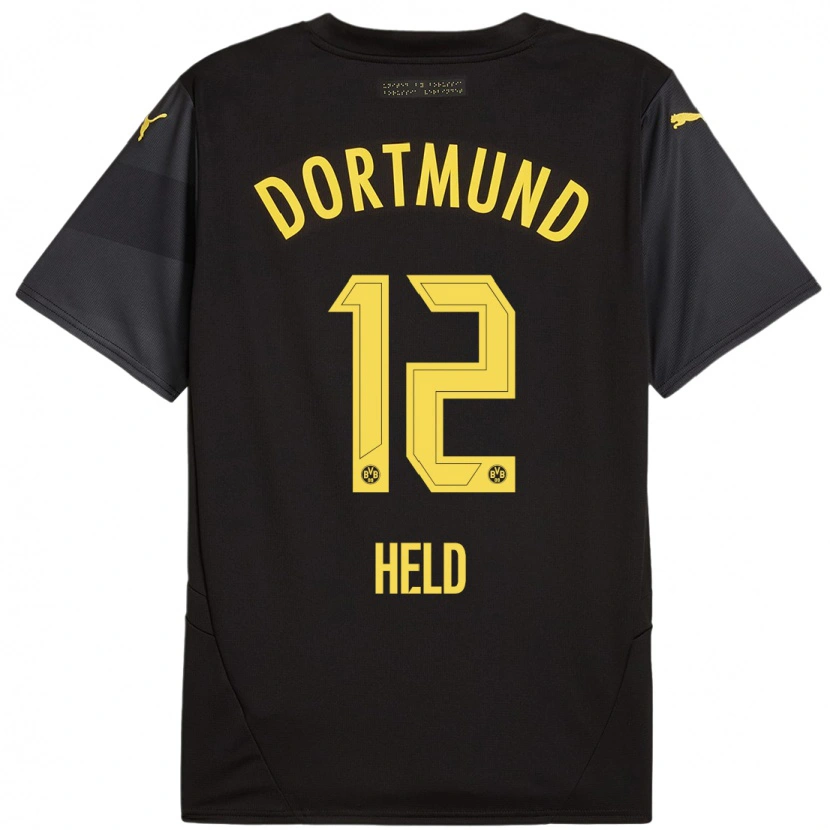 Danxen Donna Maglia Aaron Held #12 Nero Giallo Kit Gara Away 2024/25 Maglietta