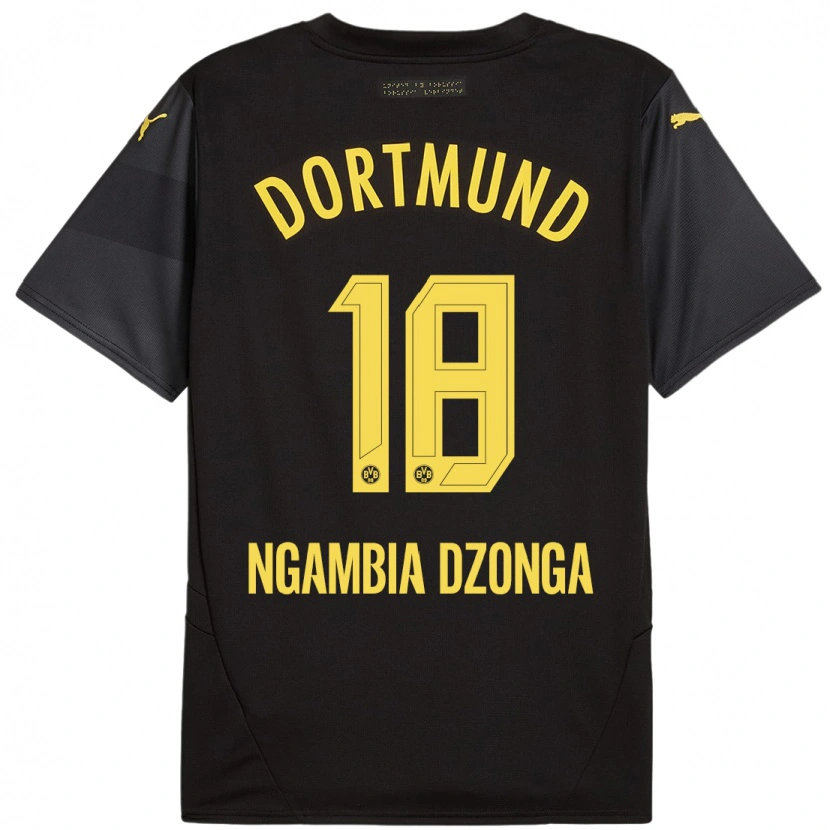 Danxen Donna Maglia Diego Ngambia #18 Nero Giallo Kit Gara Away 2024/25 Maglietta