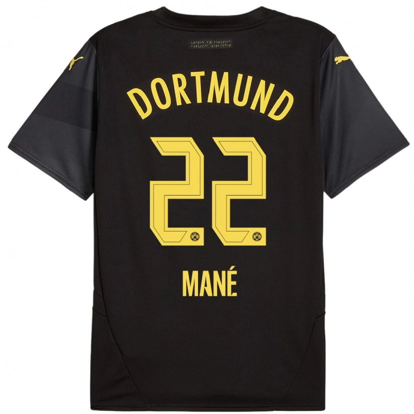 Danxen Donna Maglia Filippo Mane #22 Nero Giallo Kit Gara Away 2024/25 Maglietta