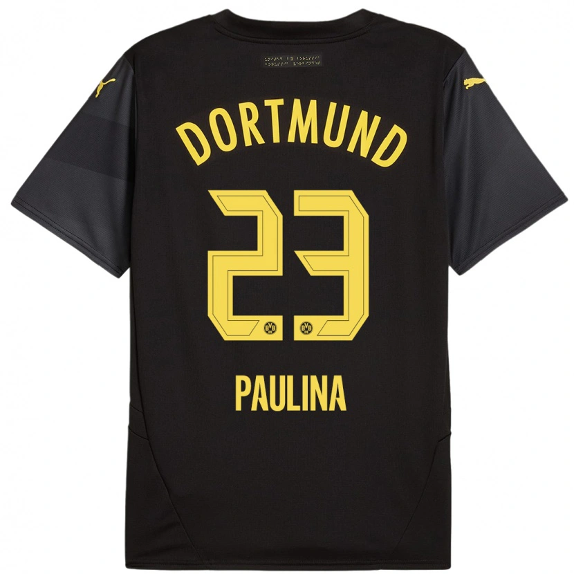Danxen Donna Maglia Jordi Paulina #23 Nero Giallo Kit Gara Away 2024/25 Maglietta