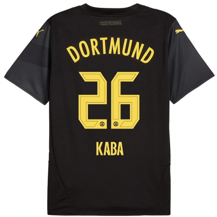 Danxen Donna Maglia Mussa Kaba #26 Nero Giallo Kit Gara Away 2024/25 Maglietta