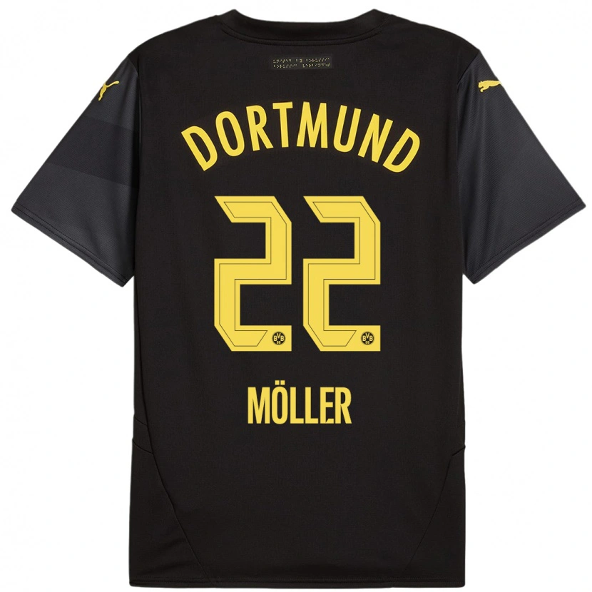 Danxen Donna Maglia Paul Möller #22 Nero Giallo Kit Gara Away 2024/25 Maglietta