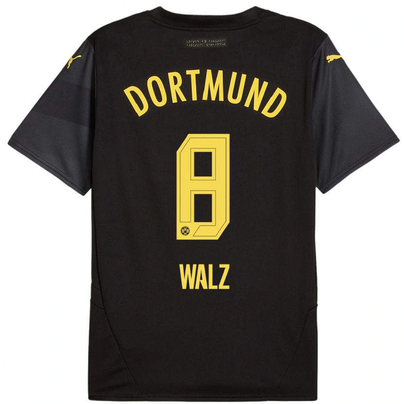 Danxen Donna Maglia Vasco Walz #8 Nero Giallo Kit Gara Away 2024/25 Maglietta