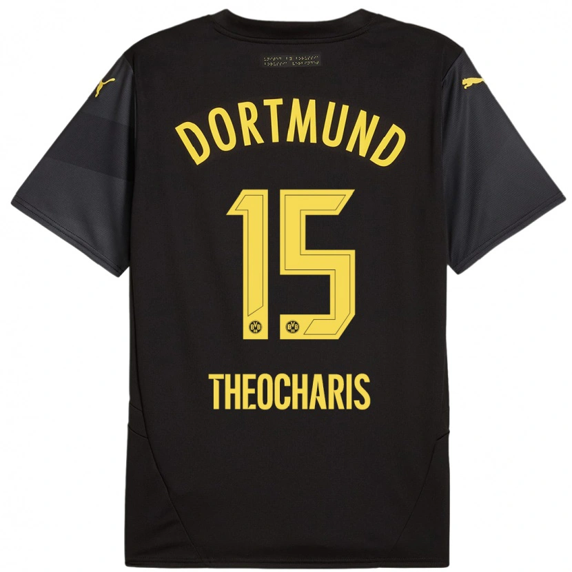 Danxen Donna Maglia Elefterios Theocharis #15 Nero Giallo Kit Gara Away 2024/25 Maglietta
