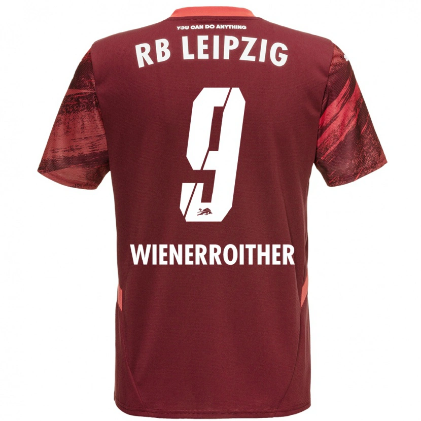 Danxen Donna Maglia Katja Wienerroither #9 Borgogna Kit Gara Away 2024/25 Maglietta
