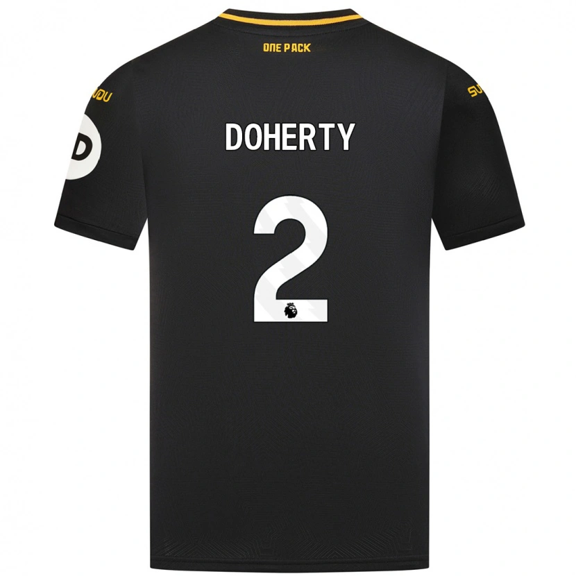 Danxen Donna Maglia Matt Doherty #2 Nero Kit Gara Away 2024/25 Maglietta