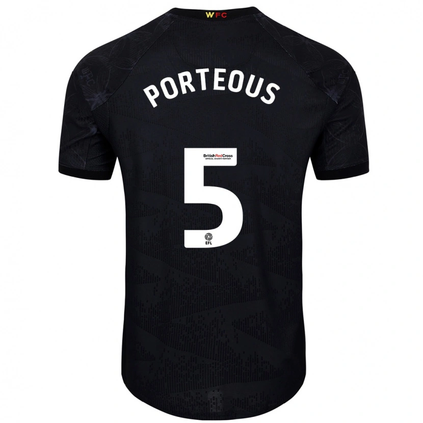 Danxen Donna Maglia Ryan Porteous #5 Nero Bianco Kit Gara Away 2024/25 Maglietta