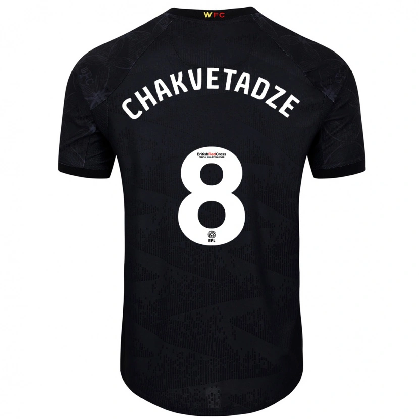 Danxen Donna Maglia Giorgi Chakvetadze #8 Nero Bianco Kit Gara Away 2024/25 Maglietta