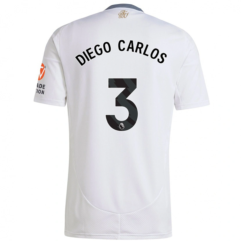 Danxen Donna Maglia Diego Carlos #3 Bianco Kit Gara Away 2024/25 Maglietta
