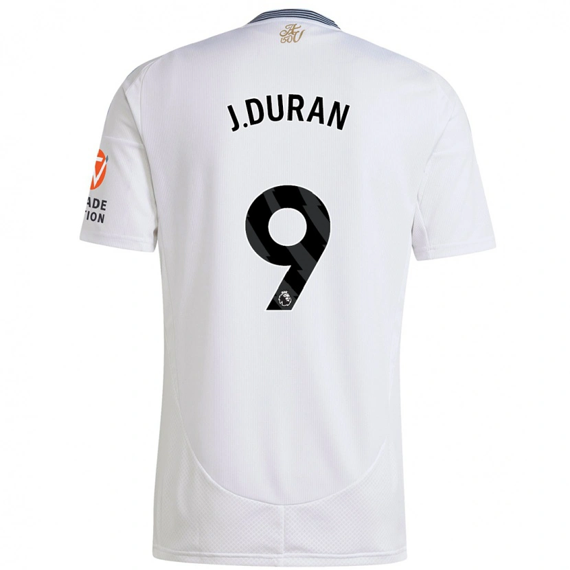 Danxen Donna Maglia Jhon Durán #9 Bianco Kit Gara Away 2024/25 Maglietta