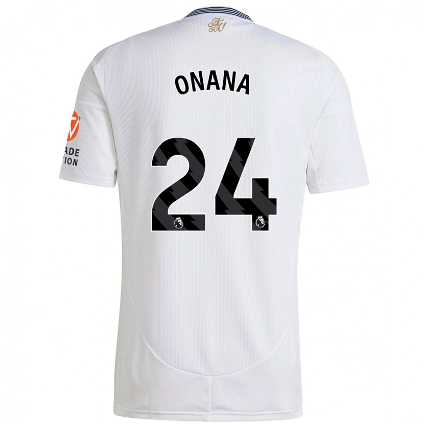 Danxen Donna Maglia Amadou Onana #24 Bianco Kit Gara Away 2024/25 Maglietta