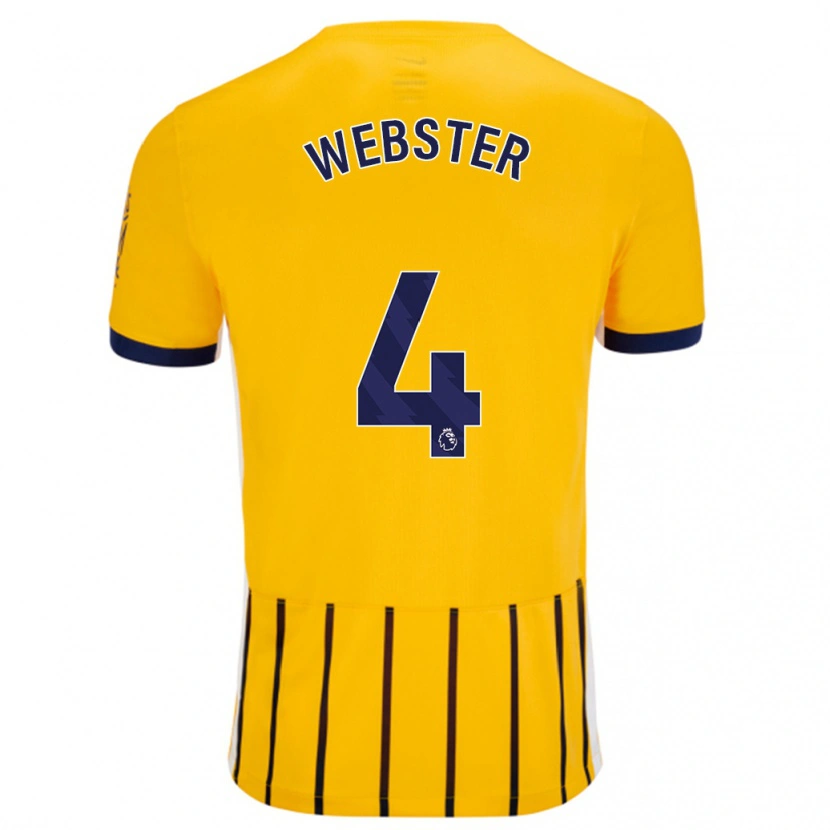 Danxen Donna Maglia Adam Webster #4 Oro Blu A Righe Sottili Kit Gara Away 2024/25 Maglietta