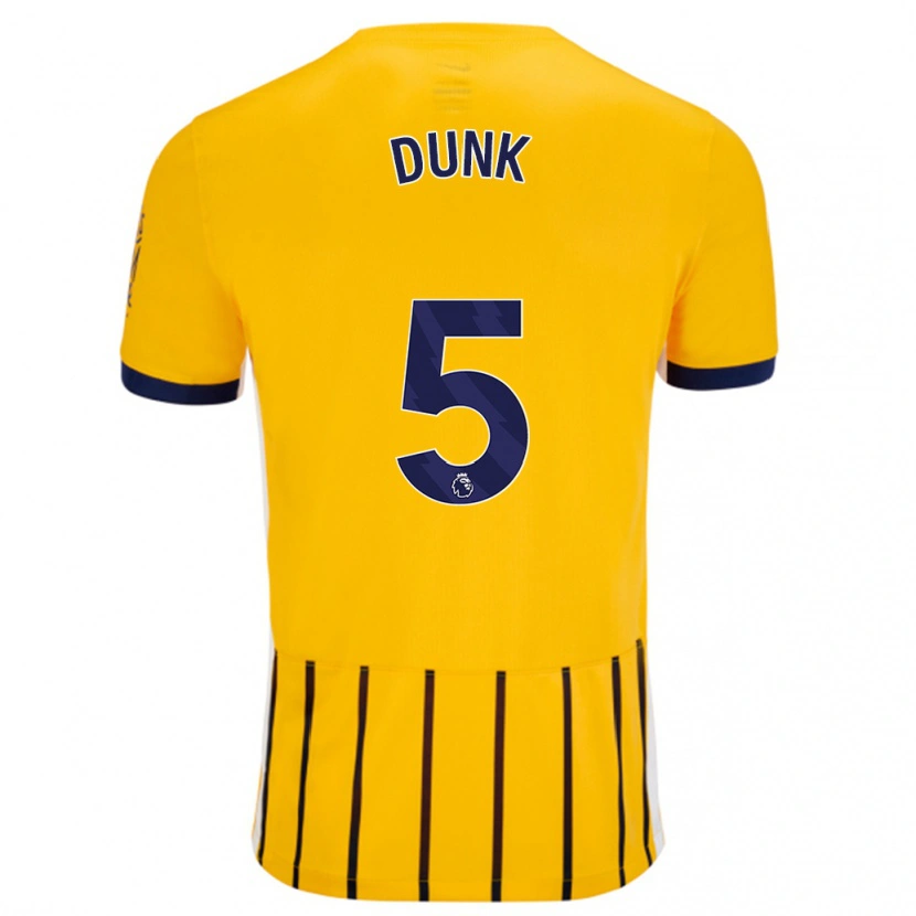 Danxen Donna Maglia Lewis Dunk #5 Oro Blu A Righe Sottili Kit Gara Away 2024/25 Maglietta