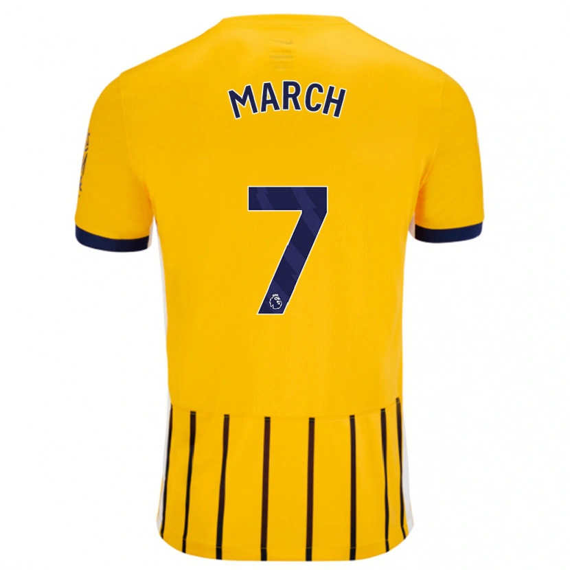 Danxen Donna Maglia Solly March #7 Oro Blu A Righe Sottili Kit Gara Away 2024/25 Maglietta