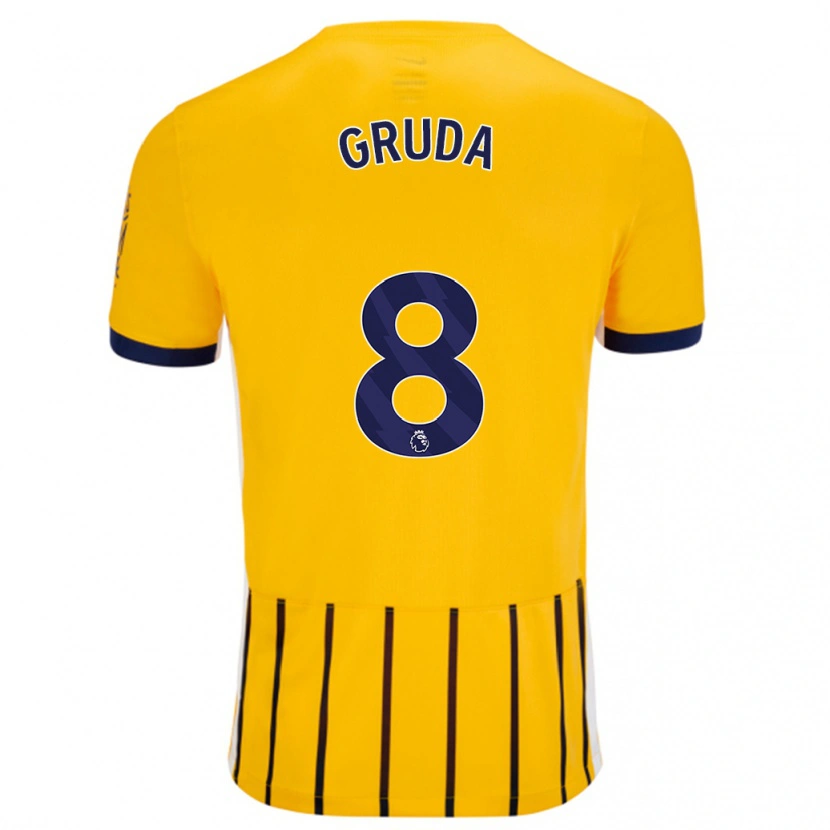 Danxen Donna Maglia Brajan Gruda #8 Oro Blu A Righe Sottili Kit Gara Away 2024/25 Maglietta