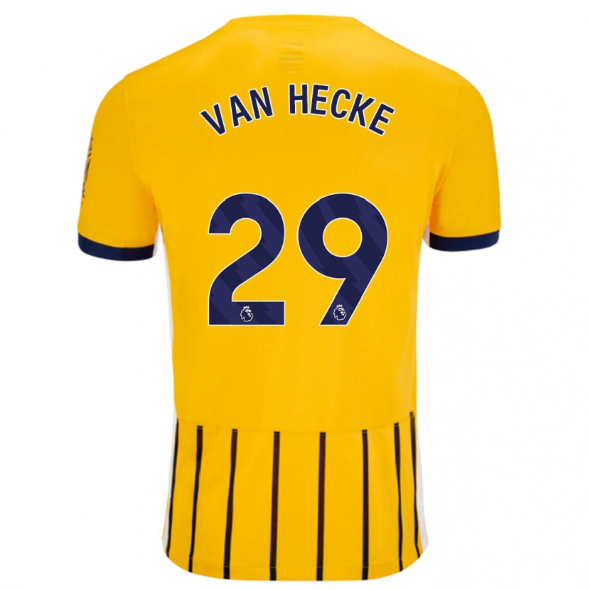 Danxen Donna Maglia Jan Paul Van Hecke #29 Oro Blu A Righe Sottili Kit Gara Away 2024/25 Maglietta