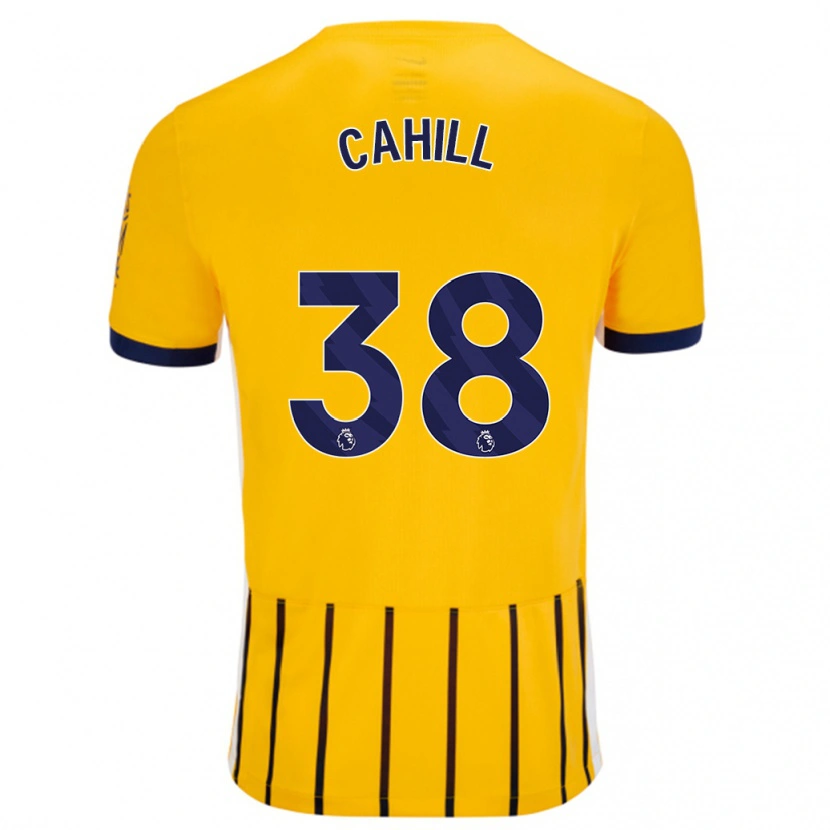 Danxen Donna Maglia Killian Cahill #38 Oro Blu A Righe Sottili Kit Gara Away 2024/25 Maglietta