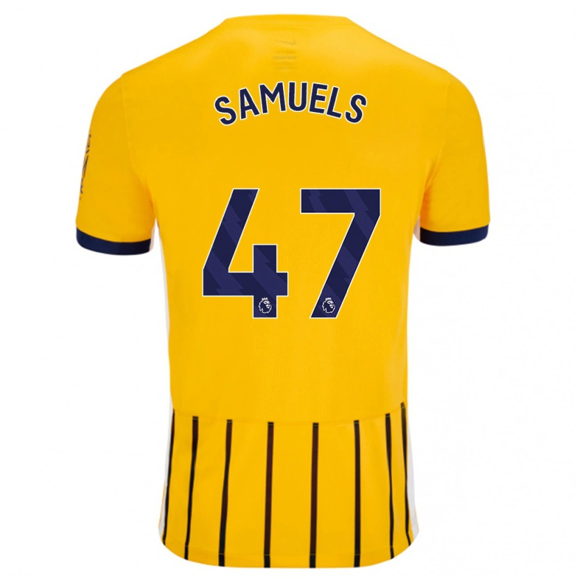 Danxen Donna Maglia Imari Samuels #47 Oro Blu A Righe Sottili Kit Gara Away 2024/25 Maglietta