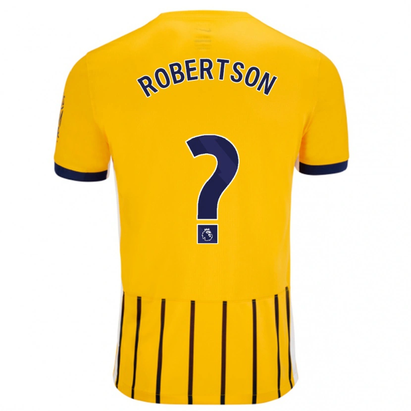 Danxen Donna Maglia Josh Robertson #0 Oro Blu A Righe Sottili Kit Gara Away 2024/25 Maglietta