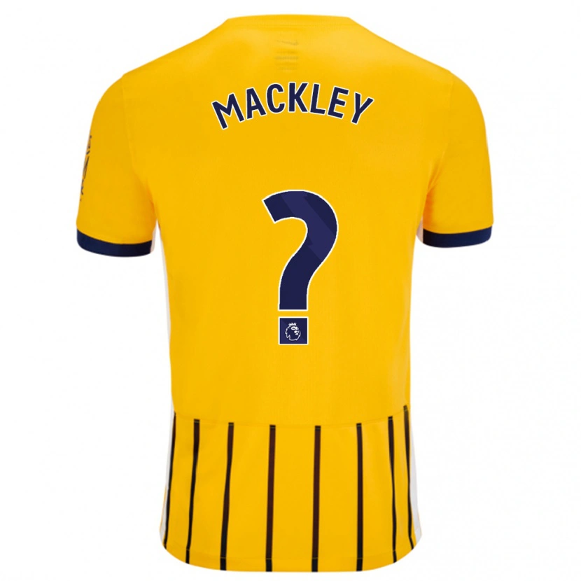 Danxen Donna Maglia Callum Mackley #0 Oro Blu A Righe Sottili Kit Gara Away 2024/25 Maglietta