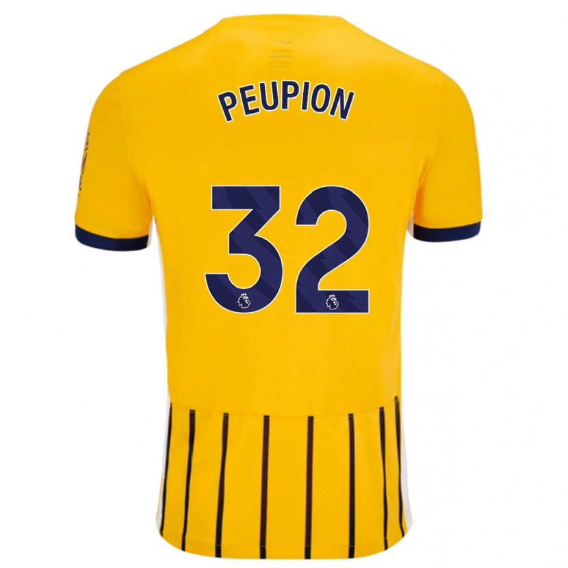 Danxen Donna Maglia Cameron Peupion #32 Oro Blu A Righe Sottili Kit Gara Away 2024/25 Maglietta