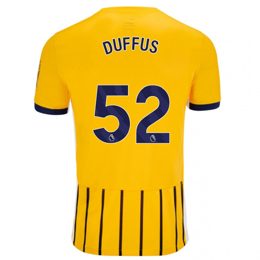 Danxen Donna Maglia Josh Duffus #52 Oro Blu A Righe Sottili Kit Gara Away 2024/25 Maglietta