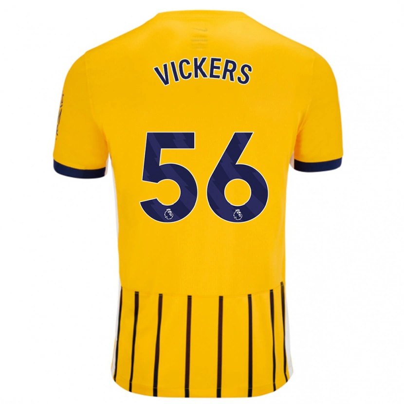 Danxen Donna Maglia Caylan Vickers #56 Oro Blu A Righe Sottili Kit Gara Away 2024/25 Maglietta
