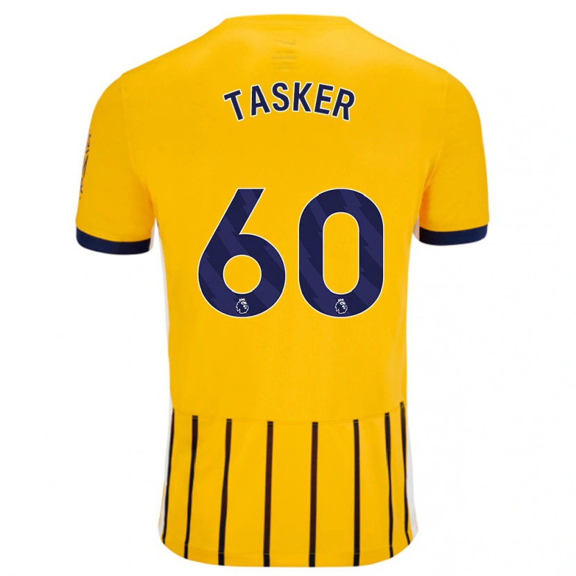 Danxen Donna Maglia Charlie Tasker #60 Oro Blu A Righe Sottili Kit Gara Away 2024/25 Maglietta