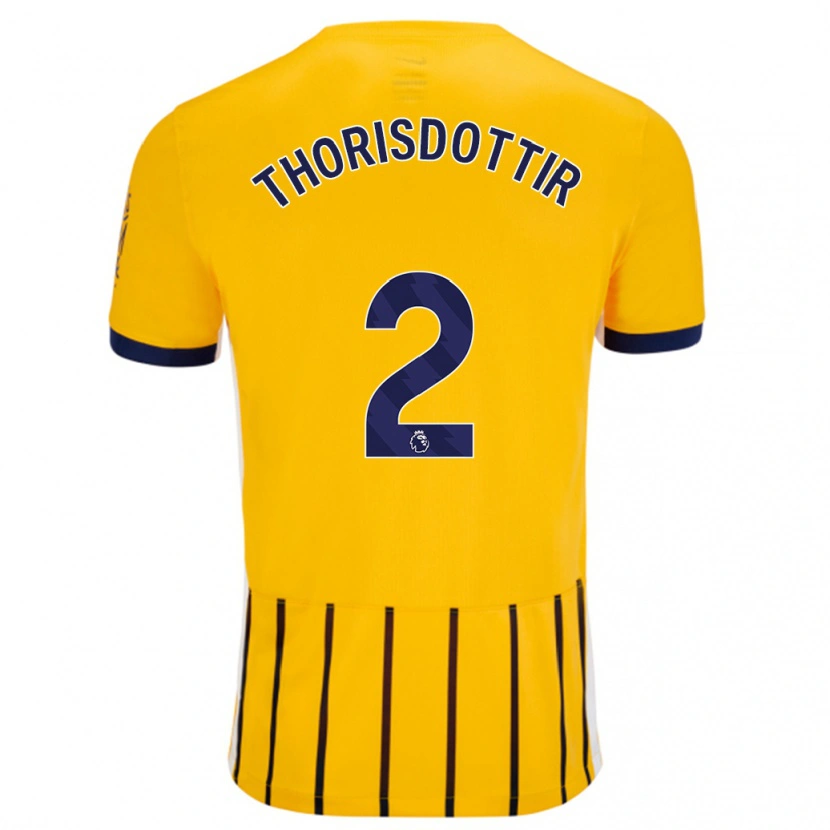 Danxen Donna Maglia Maria Thorisdottir #2 Oro Blu A Righe Sottili Kit Gara Away 2024/25 Maglietta