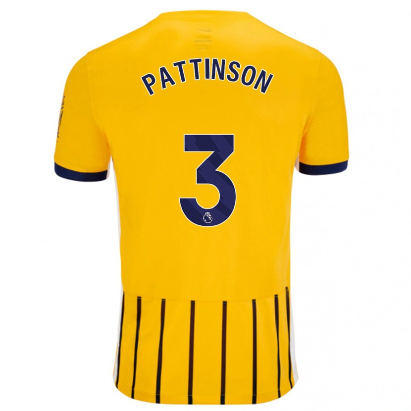 Danxen Donna Maglia Poppy Pattinson #3 Oro Blu A Righe Sottili Kit Gara Away 2024/25 Maglietta