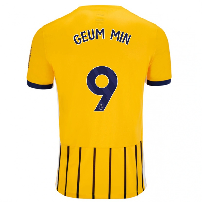 Danxen Donna Maglia Lee Geum-Min #9 Oro Blu A Righe Sottili Kit Gara Away 2024/25 Maglietta