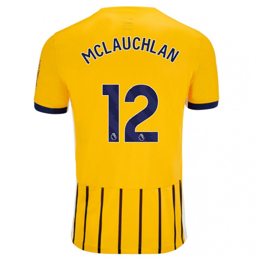 Danxen Donna Maglia Rachel Mclauchlan #12 Oro Blu A Righe Sottili Kit Gara Away 2024/25 Maglietta