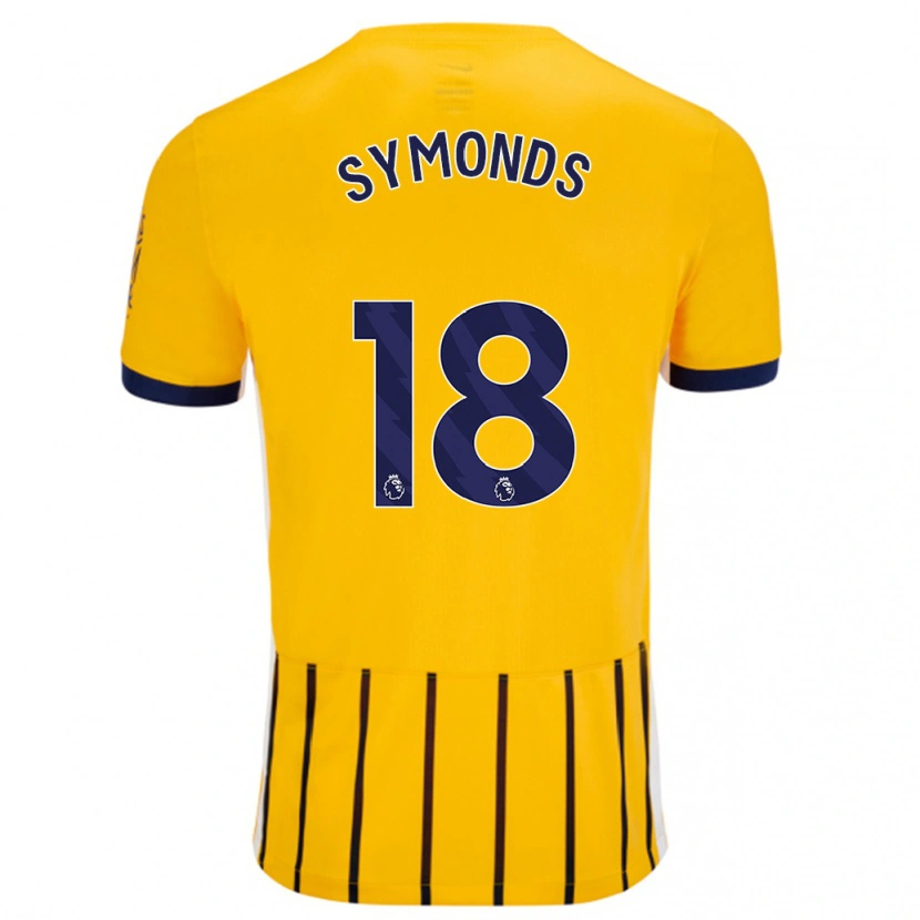 Danxen Donna Maglia Maisie Symonds #18 Oro Blu A Righe Sottili Kit Gara Away 2024/25 Maglietta
